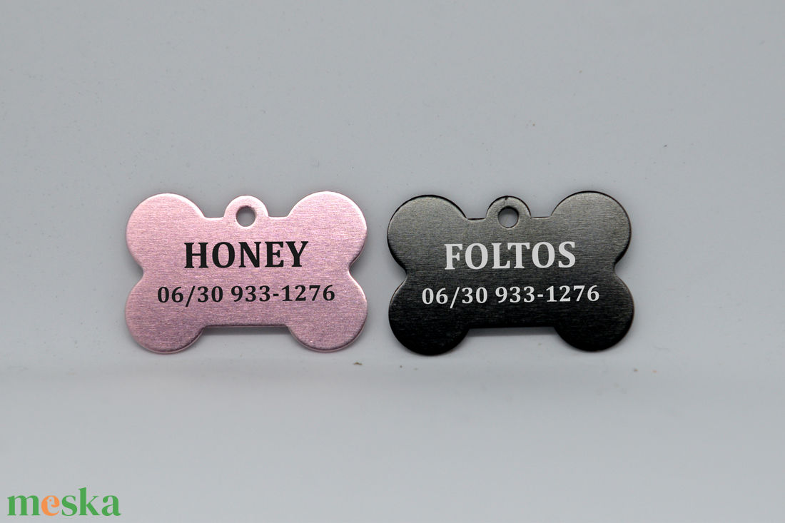 Gravírozott kutyabiléta csont alakban � egyedi fém névtábla kutyáknak - otthon & életmód - kisállatoknak - kutyáknak - kutya biléta - Meska.hu