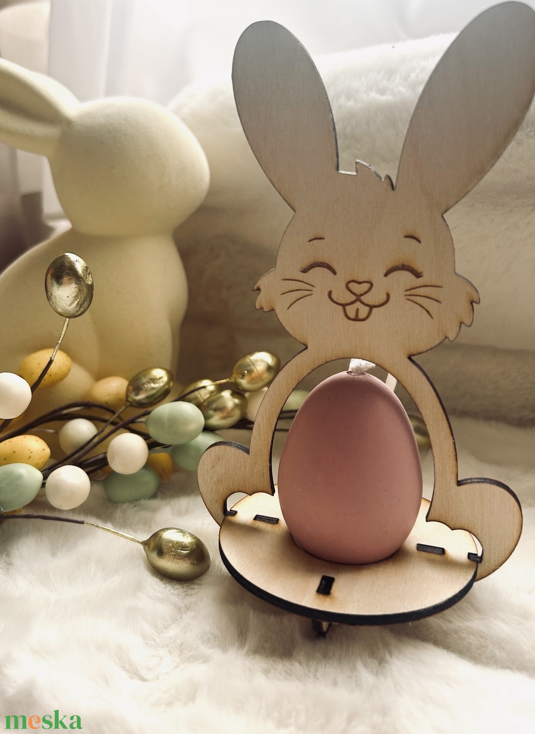 Húsvéti nyuszis tojástartó � Kinder tojás tartó, névre szóló húsvéti ajándék, húsvéti dekor - ünnepi díszek, dekorációk - húsvéti díszek és dekorációk - húsvéti tojástartó - Meska.hu