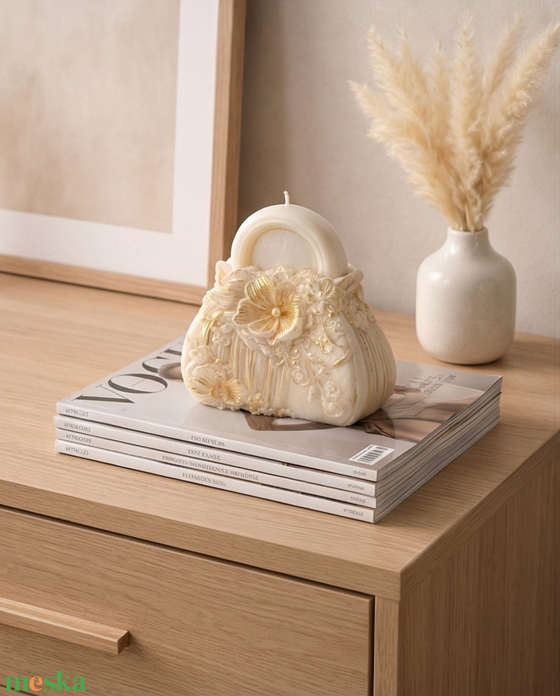 Aranyporos virágos szójaviasz kistáska��� - otthon & életmód - gyertya, illat, aroma - gyertya - Meska.hu