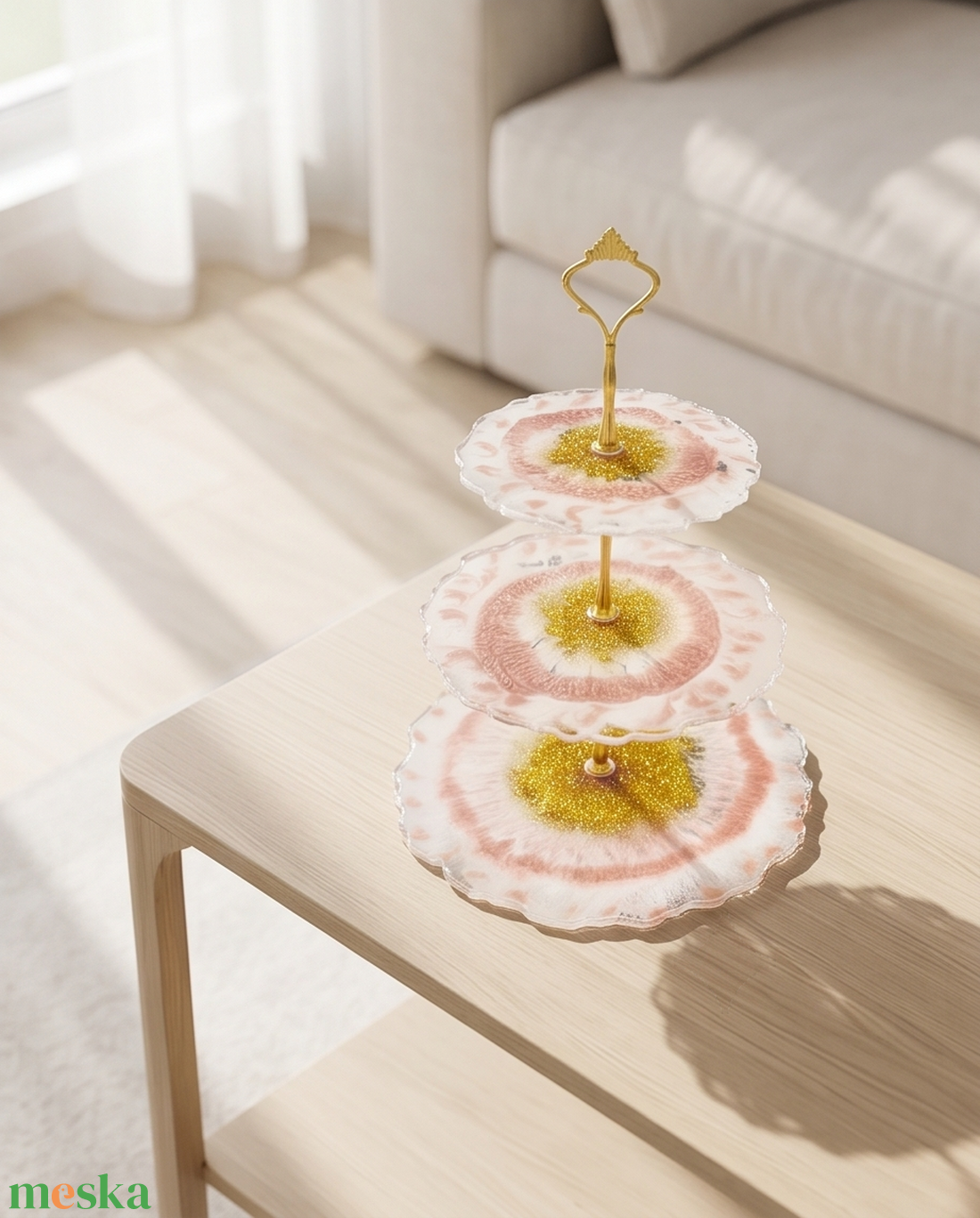 3 szintes epoxy gyanta süteménykínáló�� - otthon & életmód - konyhafelszerelés, tálalás - tálalás - kínálótál - Meska.hu