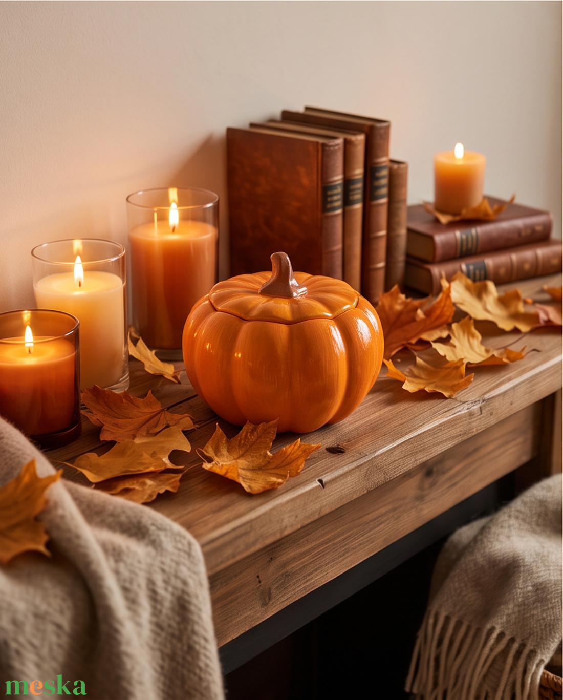 Narancssárga Halloween kerámia tök��� - otthon & életmód - dekoráció - halloween - halloweeni tök - Meska.hu
