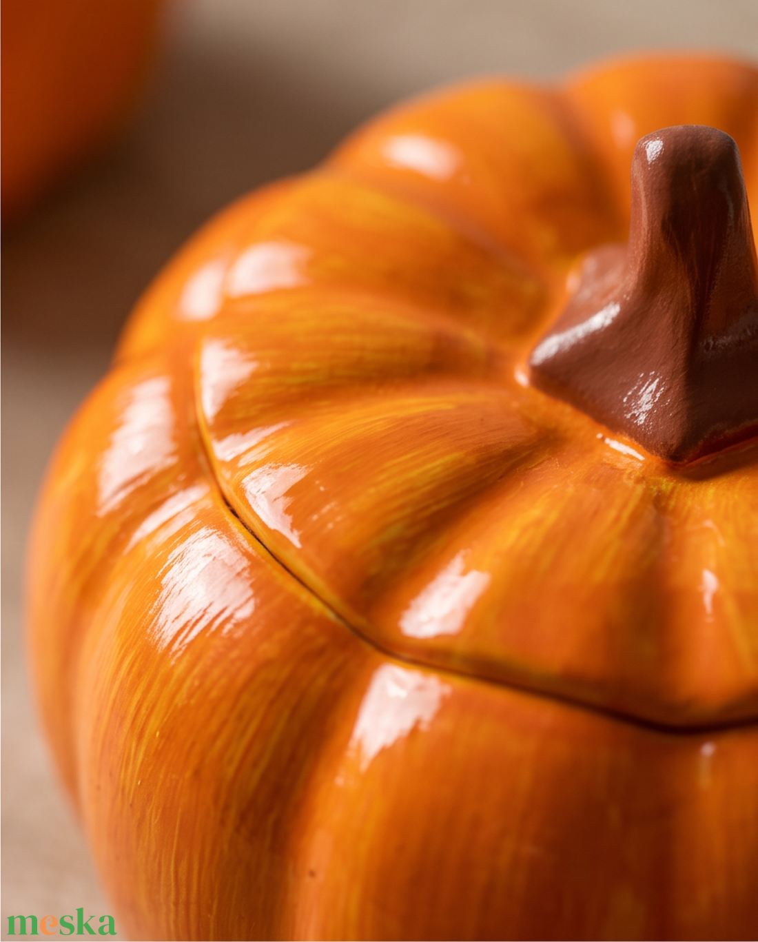 Narancssárga Halloween kerámia tök��� - otthon & életmód - dekoráció - halloween - halloweeni tök - Meska.hu