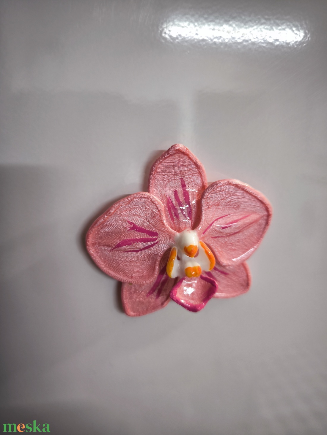 Rózsaszín orhidea hűtőmágnes - otthon & életmód - konyhafelszerelés, tálalás - konyhai dekoráció - hűtőmágnes - Meska.hu
