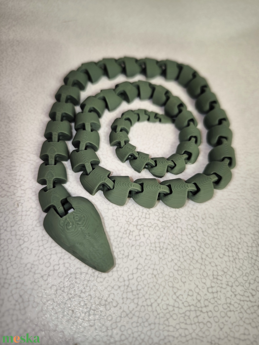 Zöld 3d nyomtatott kígyó - otthon & életmód - dekoráció - dísztárgy - Meska.hu