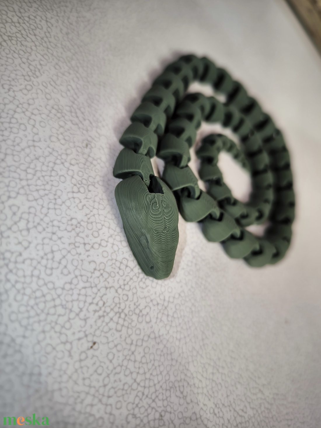 Zöld 3d nyomtatott kígyó - otthon & életmód - dekoráció - dísztárgy - Meska.hu