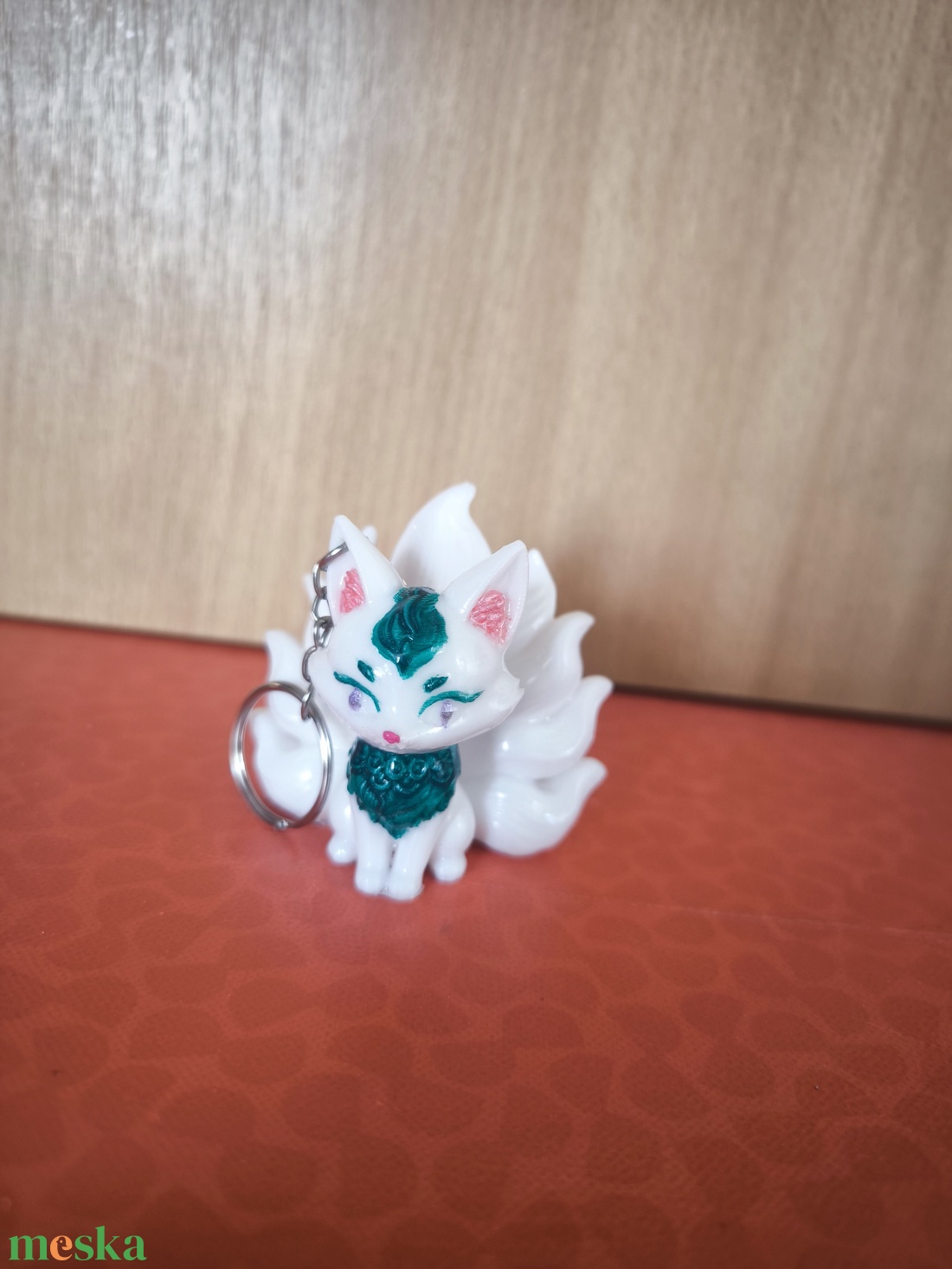 Fehér kilencfarkú róka kulcstartó - táska & tok - kulcstartó & táskadísz - kulcstartó - Meska.hu