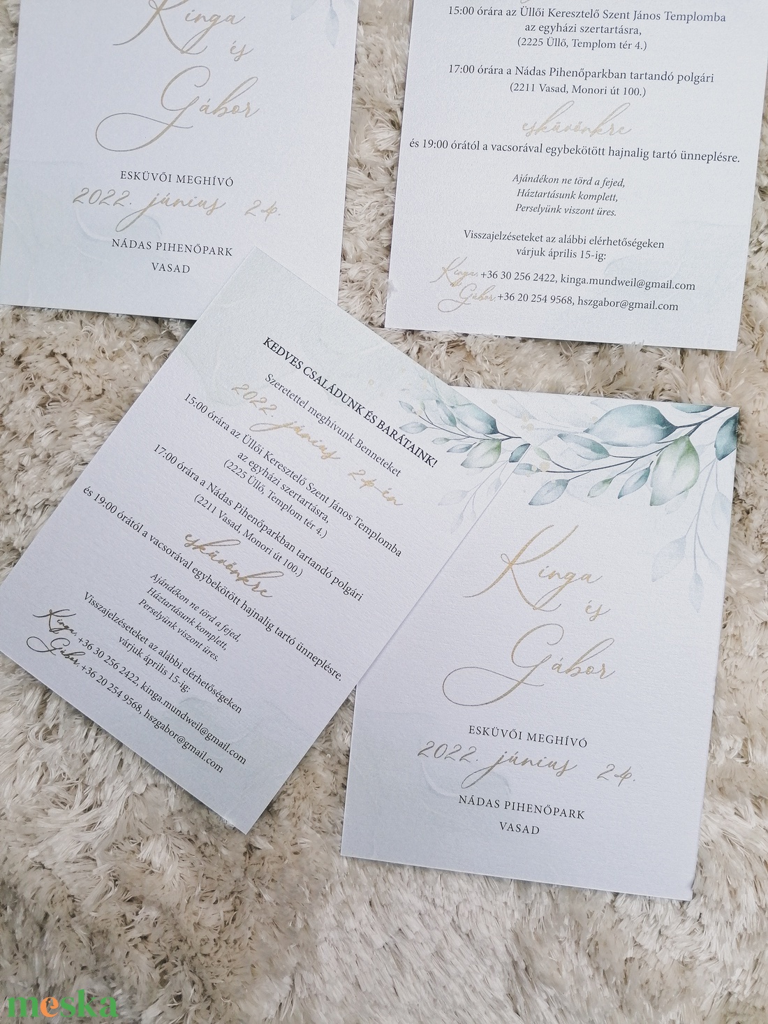 Greenery meghívó - esküvő - meghívó & kártya - meghívó - Meska.hu