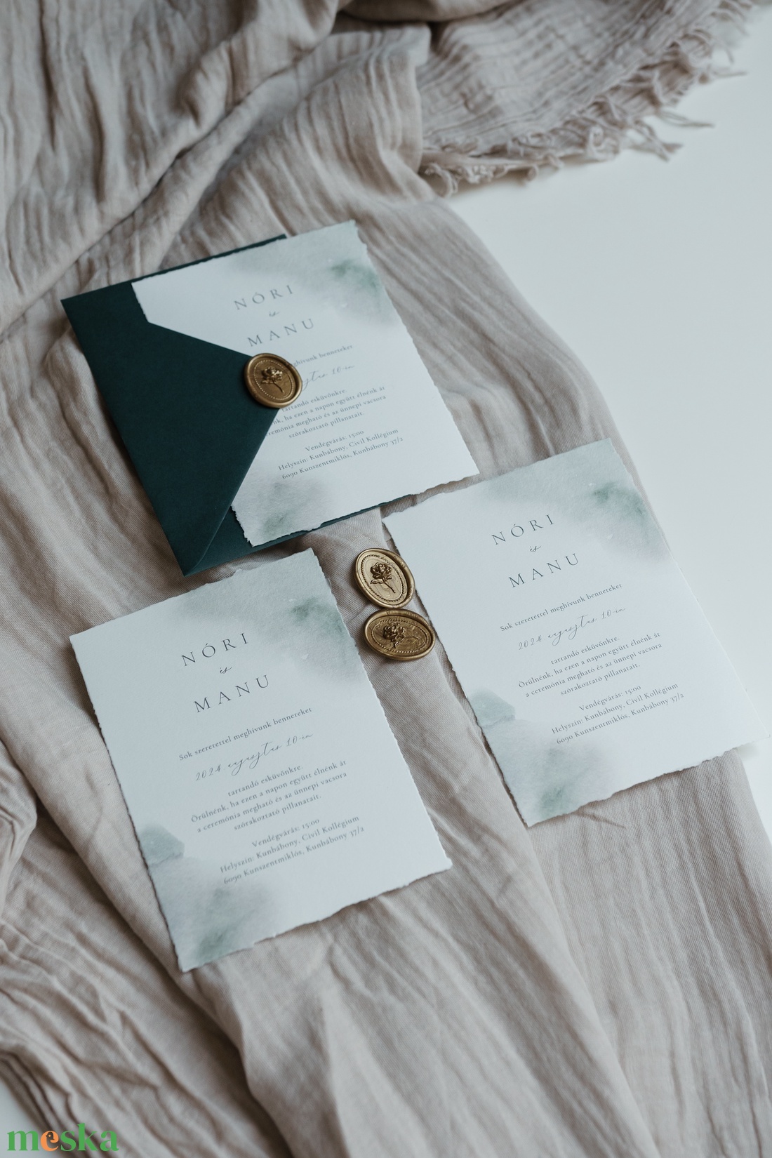Sötétzöld rusztikus meghívó - esküvő - meghívó & kártya - meghívó - Meska.hu