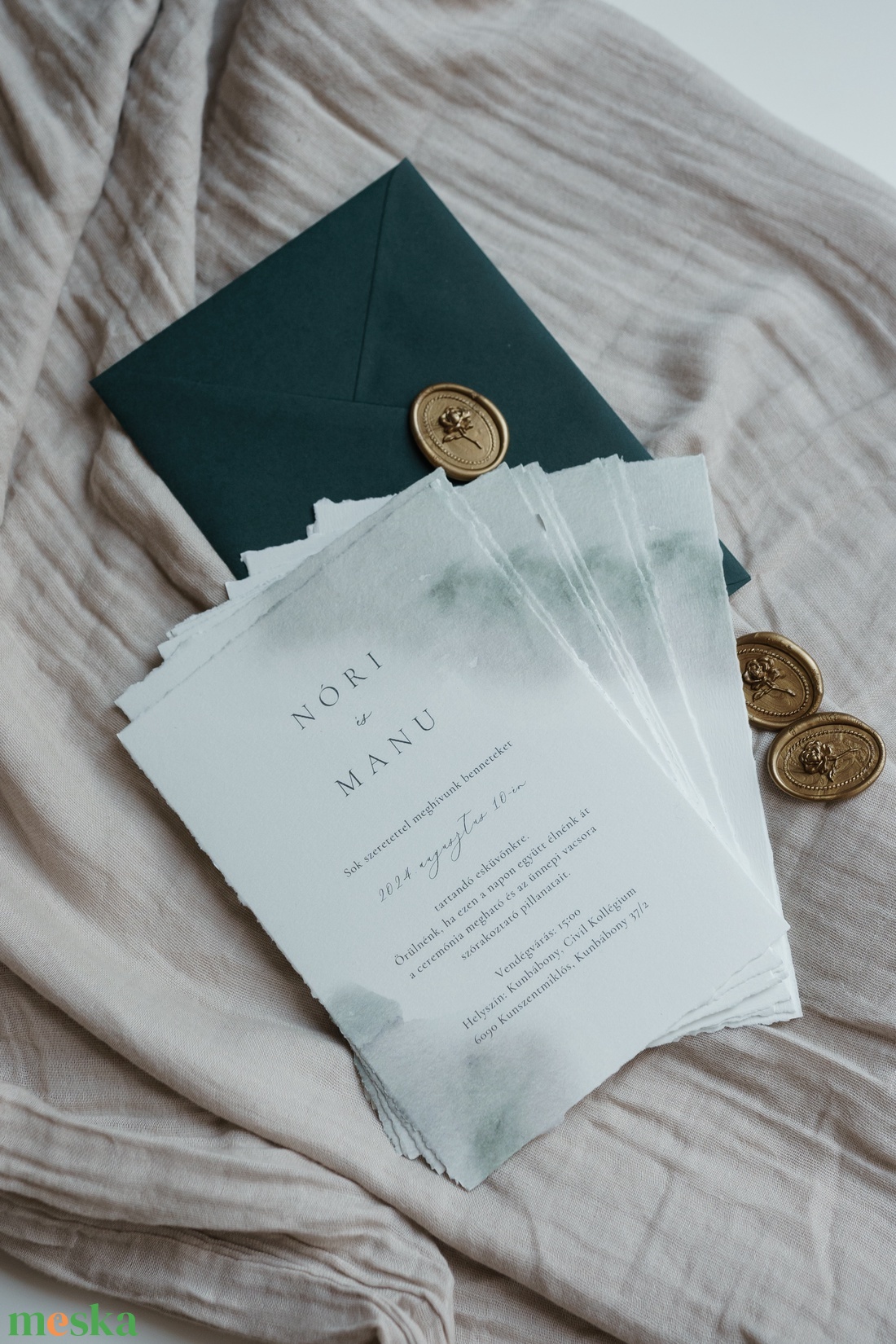 Sötétzöld rusztikus meghívó - esküvő - meghívó & kártya - meghívó - Meska.hu