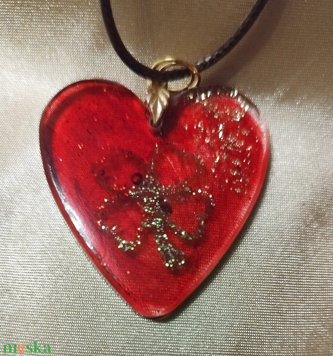 Piros szív alakú női medál - ékszer - nyaklánc - medál - Meska.hu