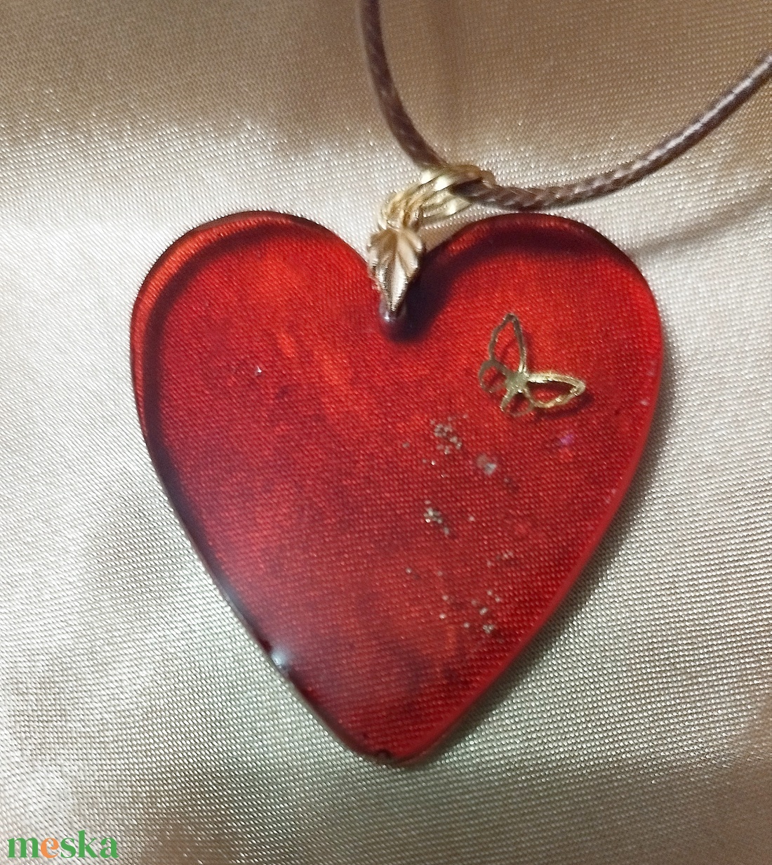 Piros szív alakú női medál - ékszer - nyaklánc - medál - Meska.hu