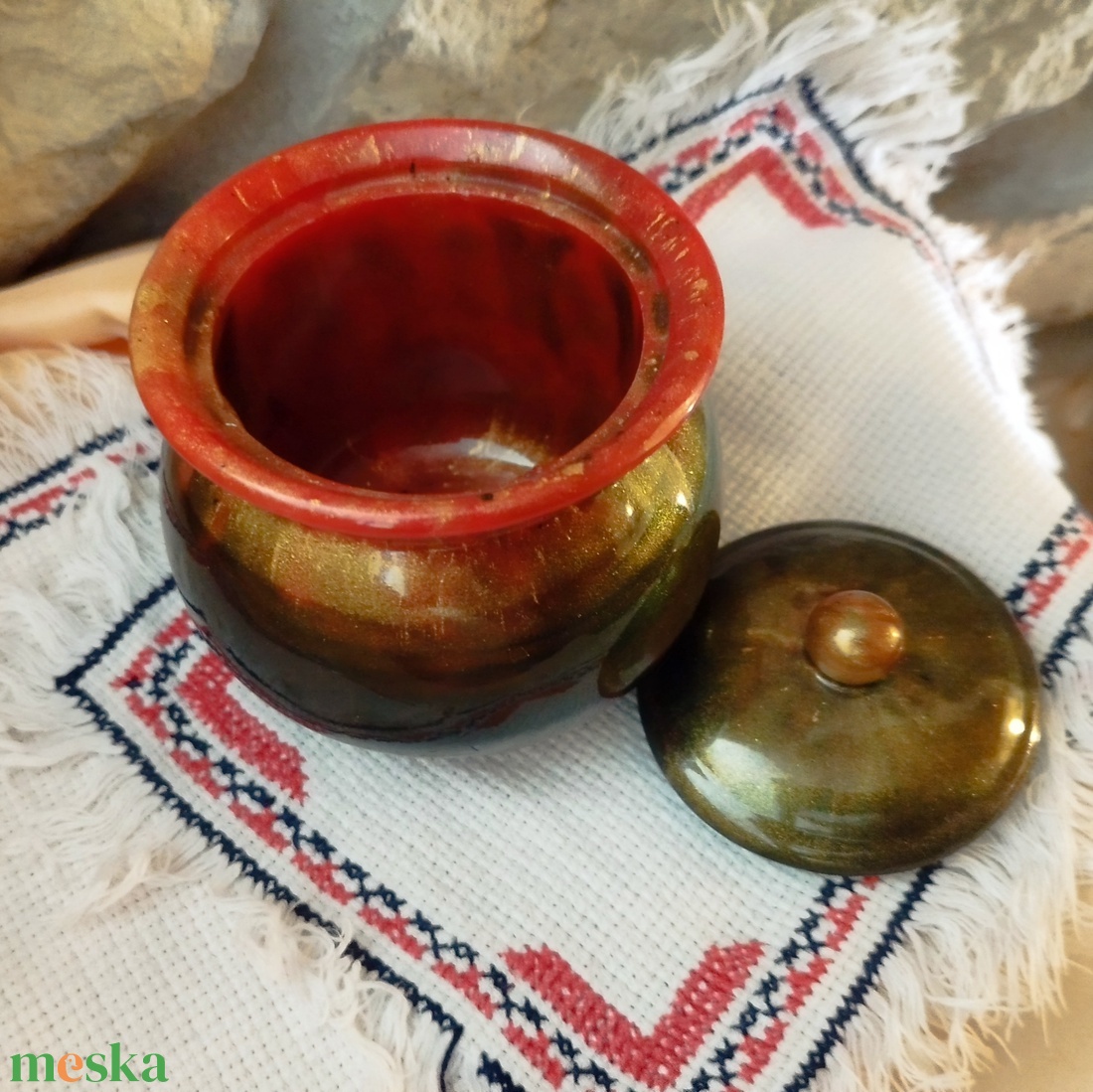 Tároló edény tetővel  - ékszer - ékszertartó - ékszerdoboz - Meska.hu