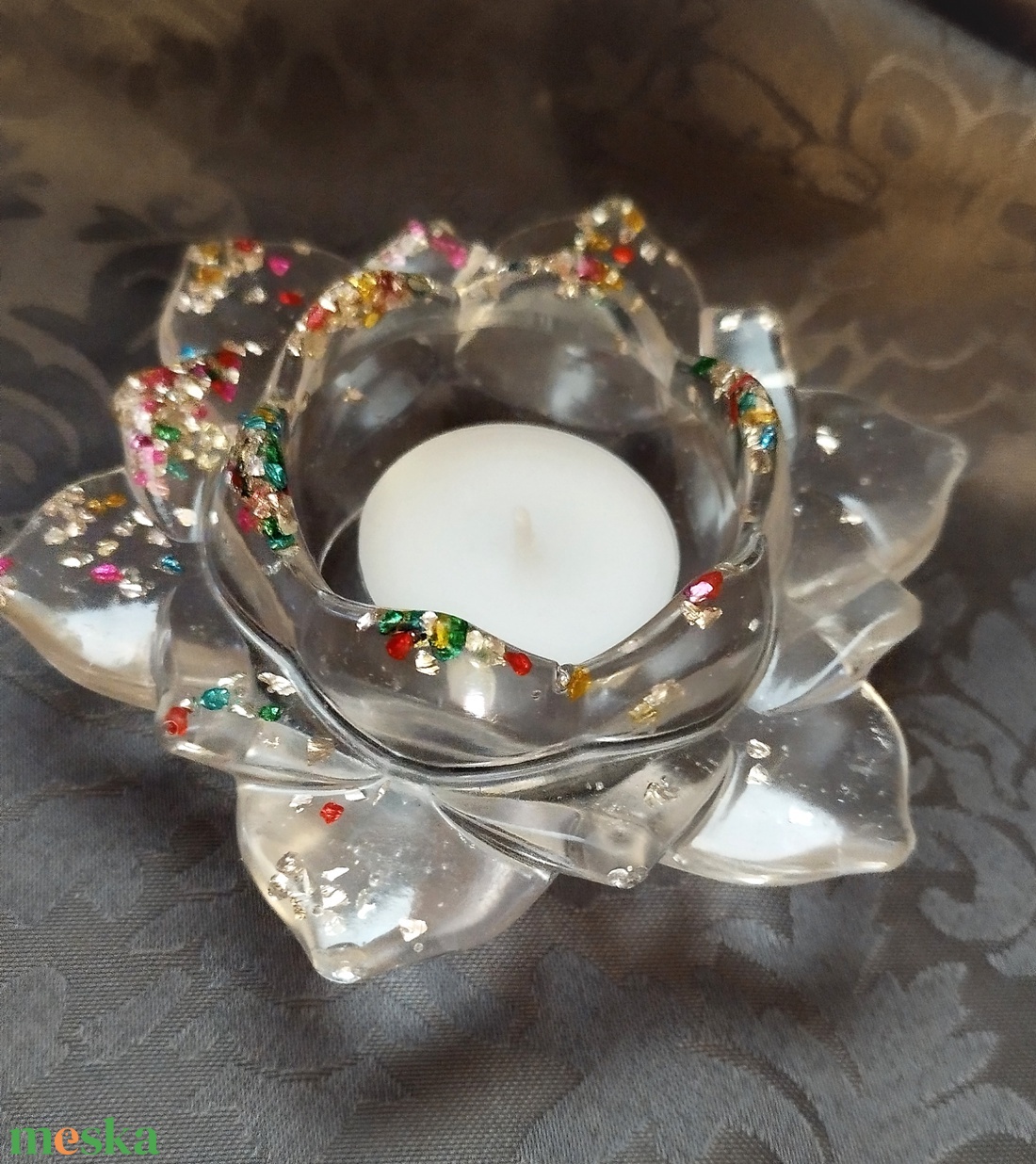 Lótusz virág alakú mécses tartó  - otthon & életmód - dekoráció - asztal és polc dekoráció - asztaldísz - Meska.hu