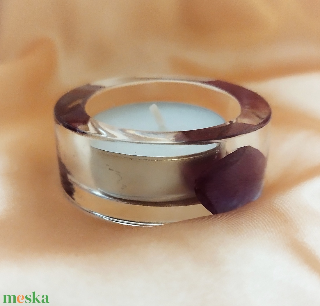 Mécsestartó rózsa szirommal  - otthon & életmód - dekoráció - asztal és polc dekoráció - dekorációs tál, tartó - Meska.hu