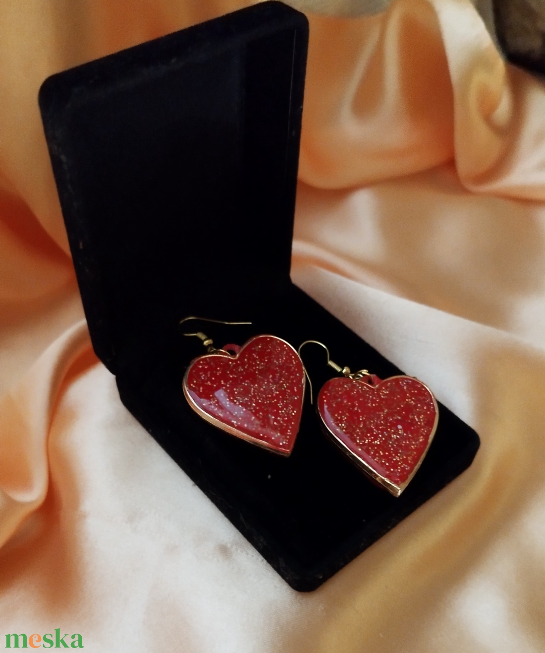 Piros szív alakú női fülbevaló  - ékszer - fülbevaló - fülékszer - Meska.hu