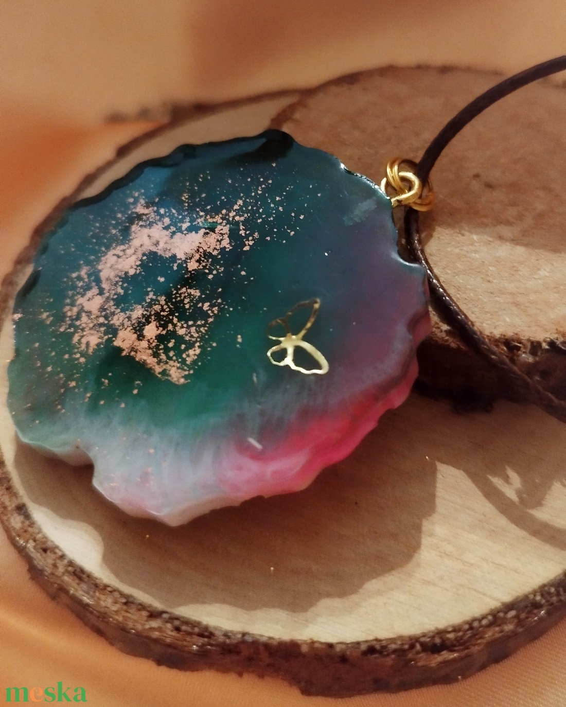 Kör/geoda alakú színes női medál - ékszer - nyaklánc - medál - Meska.hu