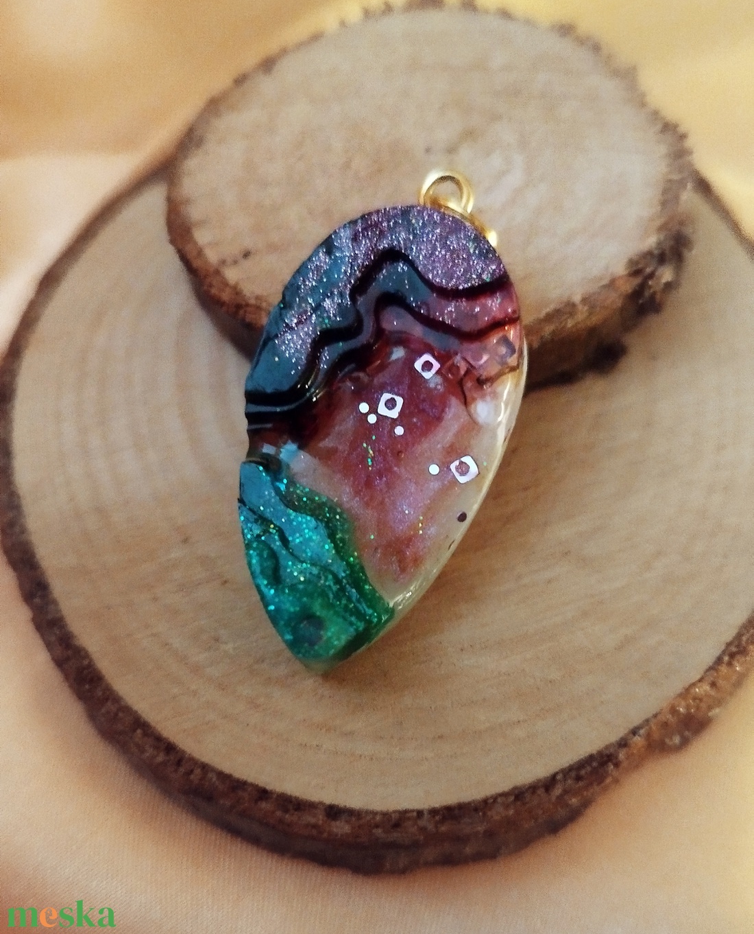 Dombor mintás színes női medál  - ékszer - nyaklánc - medál - Meska.hu