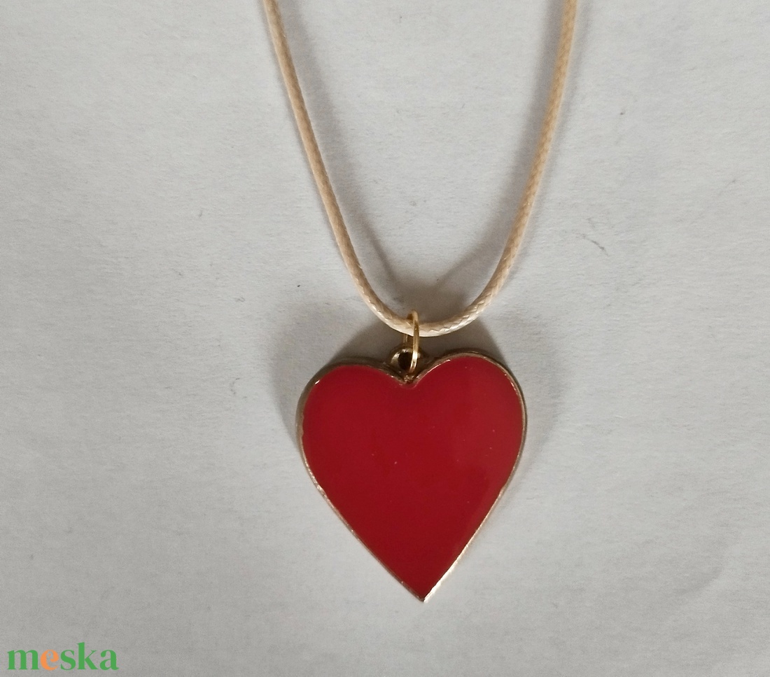 Piros szív alakú női medál - ékszer - nyaklánc - medál - Meska.hu