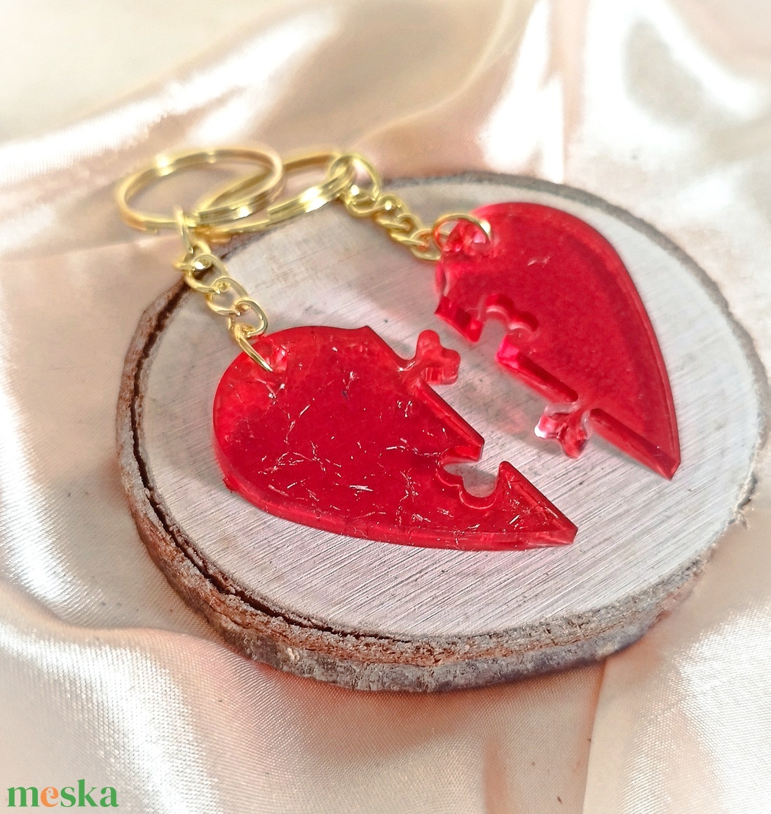 Össze illeszthető szív kulcstartó pároknak - táska & tok - kulcstartó & táskadísz - kulcstartó - Meska.hu