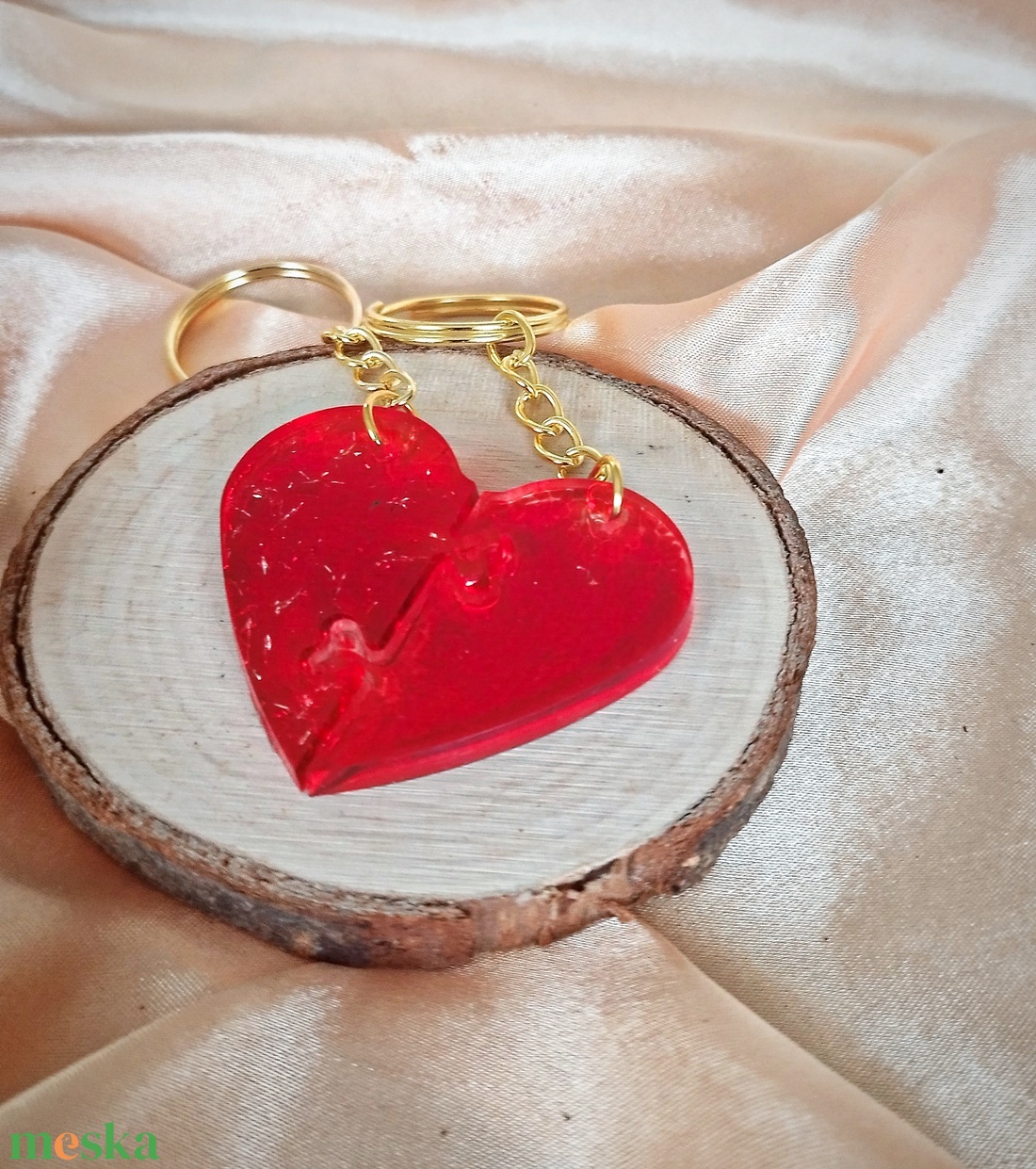 Össze illeszthető szív kulcstartó pároknak - táska & tok - kulcstartó & táskadísz - kulcstartó - Meska.hu