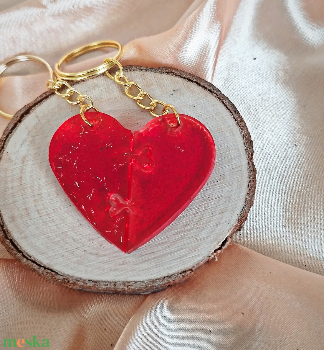 Össze illeszthető szív kulcstartó pároknak - táska & tok - kulcstartó & táskadísz - kulcstartó - Meska.hu