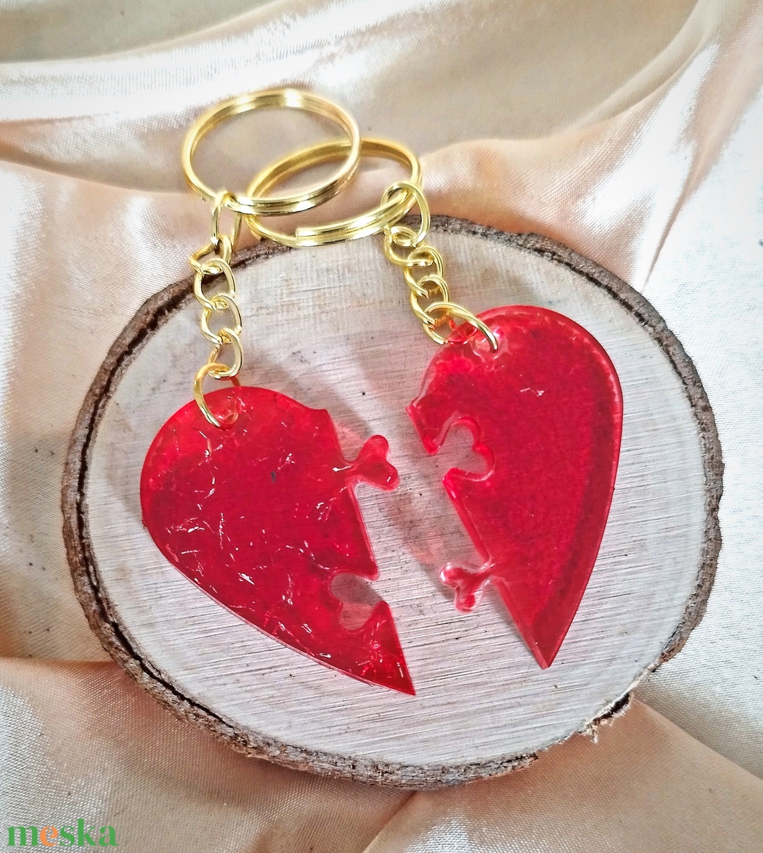 Össze illeszthető szív kulcstartó pároknak - táska & tok - kulcstartó & táskadísz - kulcstartó - Meska.hu