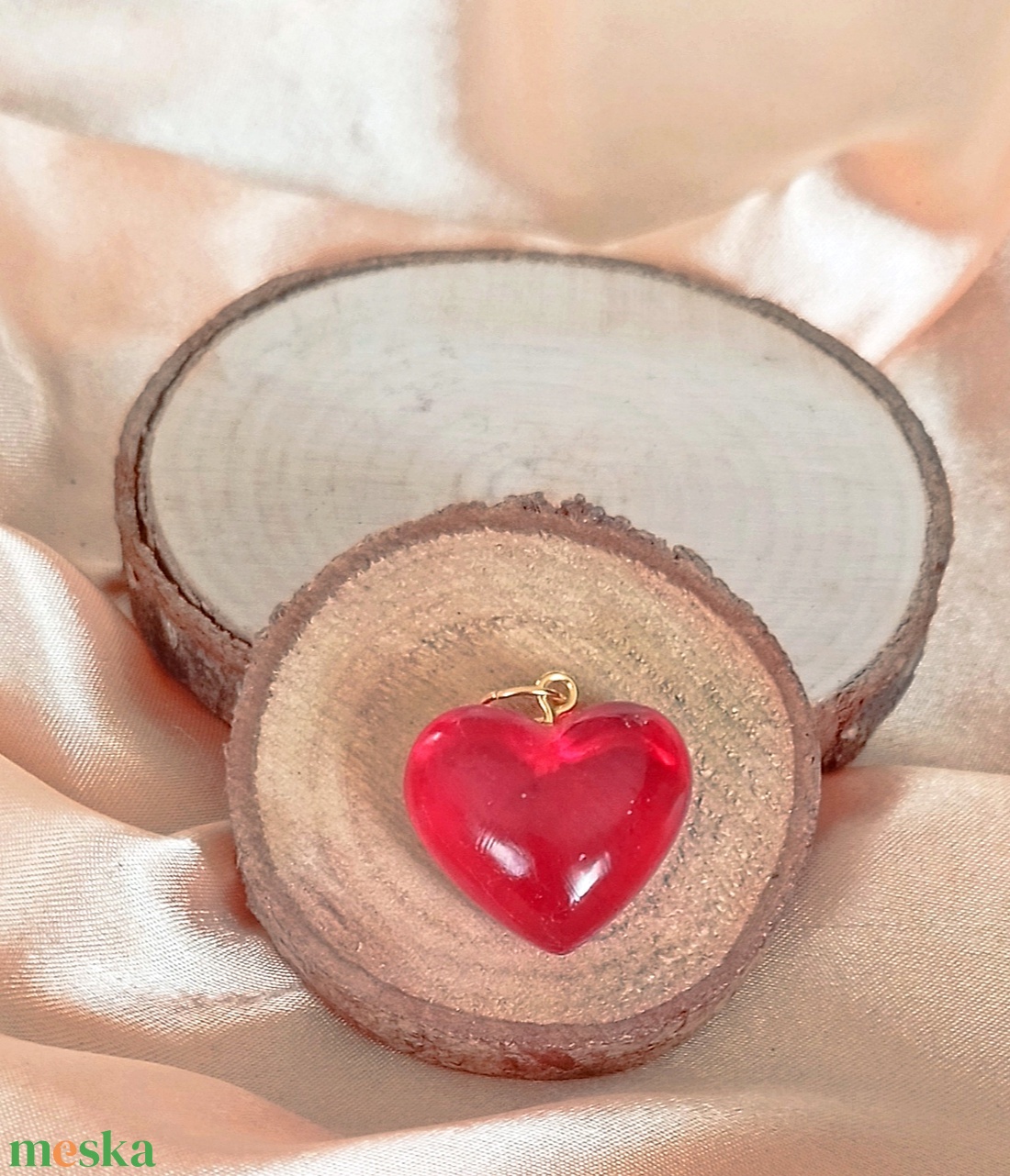 Piros szív alakú női medál - ékszer - nyaklánc - medál - Meska.hu