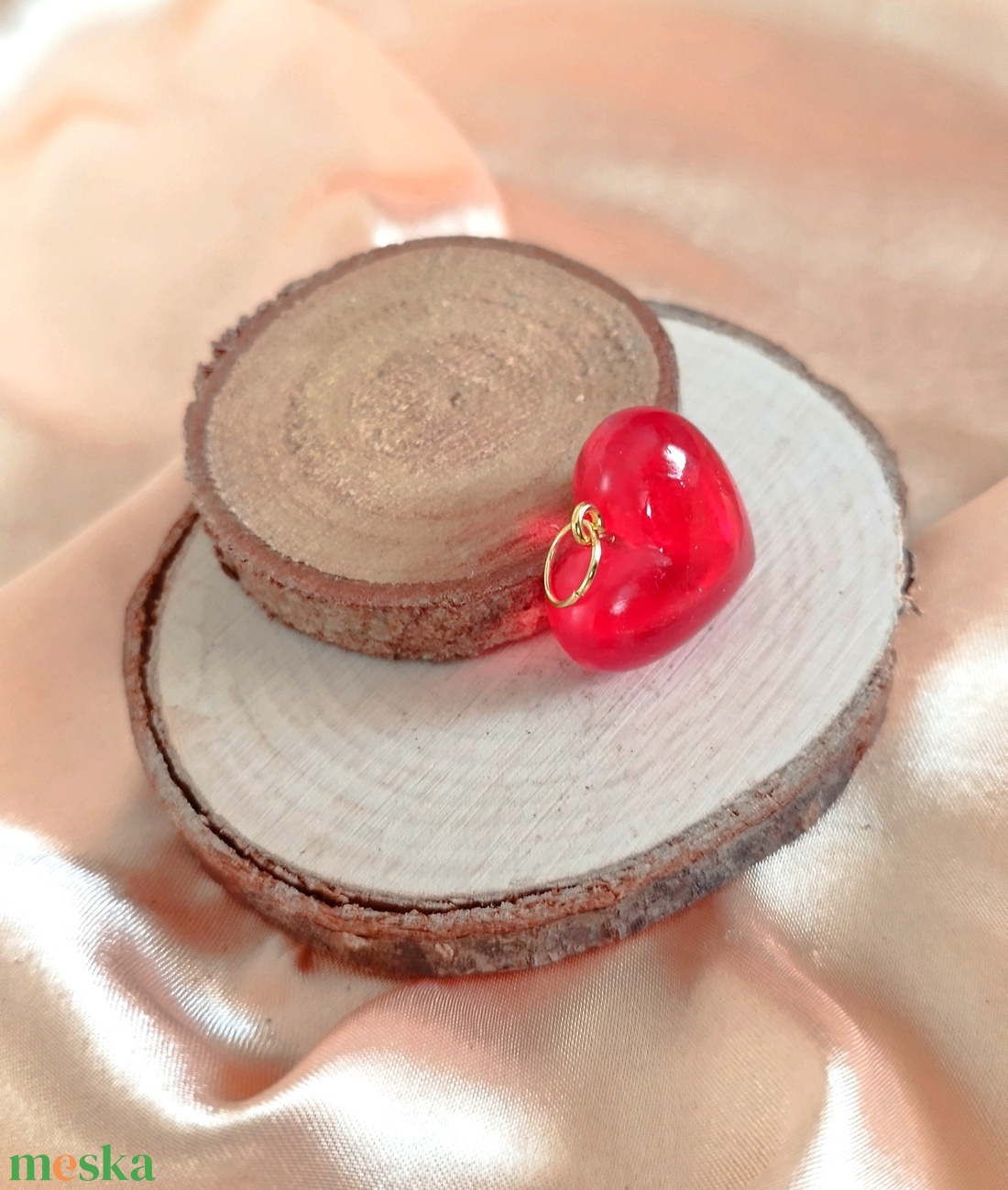 Piros szív alakú női medál - ékszer - nyaklánc - medál - Meska.hu