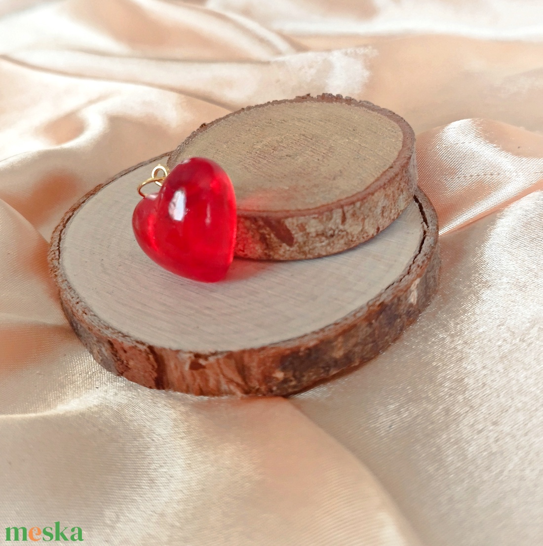 Piros szív alakú női medál - ékszer - nyaklánc - medál - Meska.hu