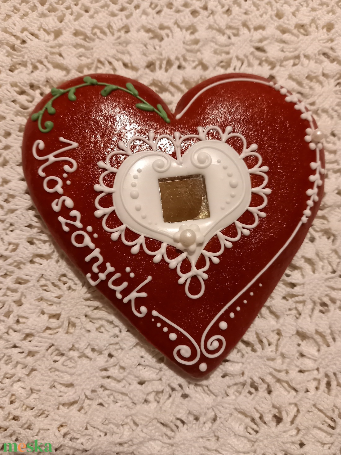 Piros szív közepes (14x 15 cm) - esküvő - emlék & ajándék - köszönőajándék - Meska.hu