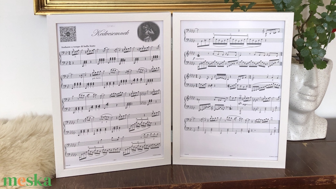 P R E M I U M   Egyedi romantikus zongoradarab (2�A4-es szárnykeretes díszkottával, QR-kódos videómontázzsal, audióval) - otthon & életmód - dekoráció - asztal és polc dekoráció - zenedoboz - Meska.hu