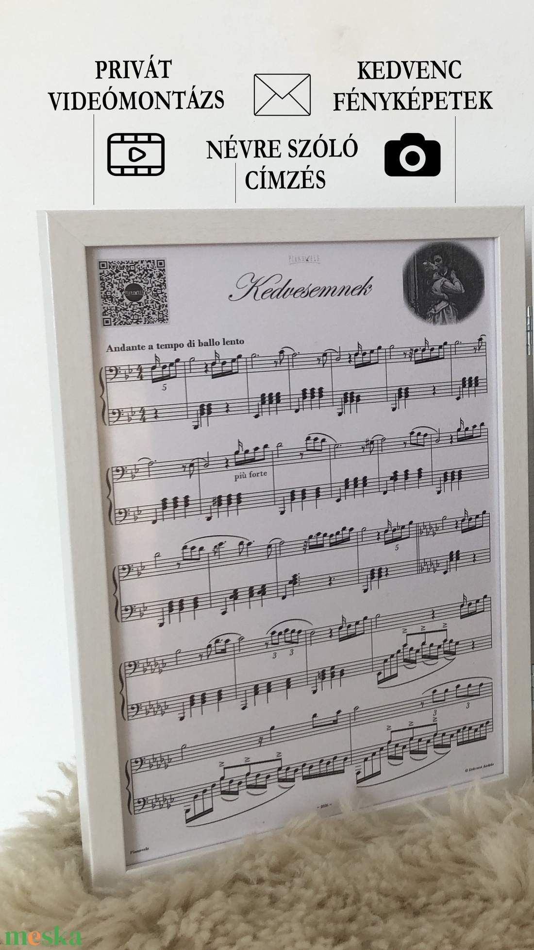 P R E M I U M   Egyedi romantikus zongoradarab (2�A4-es szárnykeretes díszkottával, QR-kódos videómontázzsal, audióval) - otthon & életmód - dekoráció - asztal és polc dekoráció - zenedoboz - Meska.hu