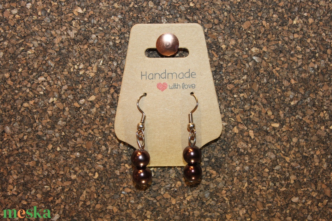 Sötét bronz színű gyöngy fülbevaló - ékszer - fülbevaló - lógó fülbevaló - Meska.hu Sötét bronz színű gyöngy fülbevaló - ékszer - fülbevaló - lógó fülbevaló - Meska.hu