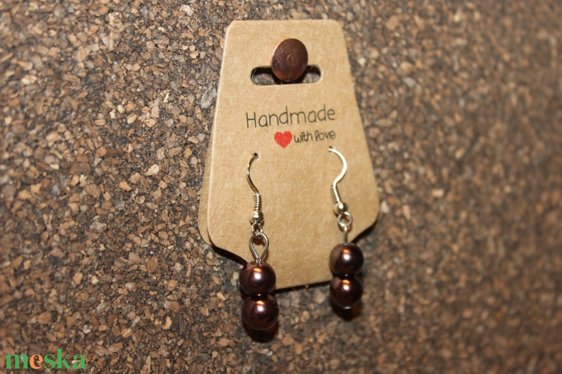 Sötét bronz színű gyöngy fülbevaló - ékszer - fülbevaló - lógó fülbevaló - Meska.hu Sötét bronz színű gyöngy fülbevaló - ékszer - fülbevaló - lógó fülbevaló - Meska.hu