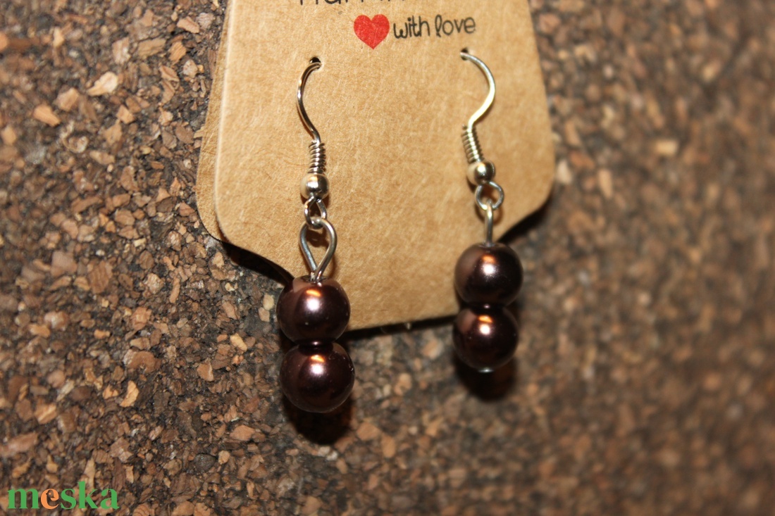 Sötét bronz színű gyöngy fülbevaló - ékszer - fülbevaló - lógó fülbevaló - Meska.hu Sötét bronz színű gyöngy fülbevaló - ékszer - fülbevaló - lógó fülbevaló - Meska.hu