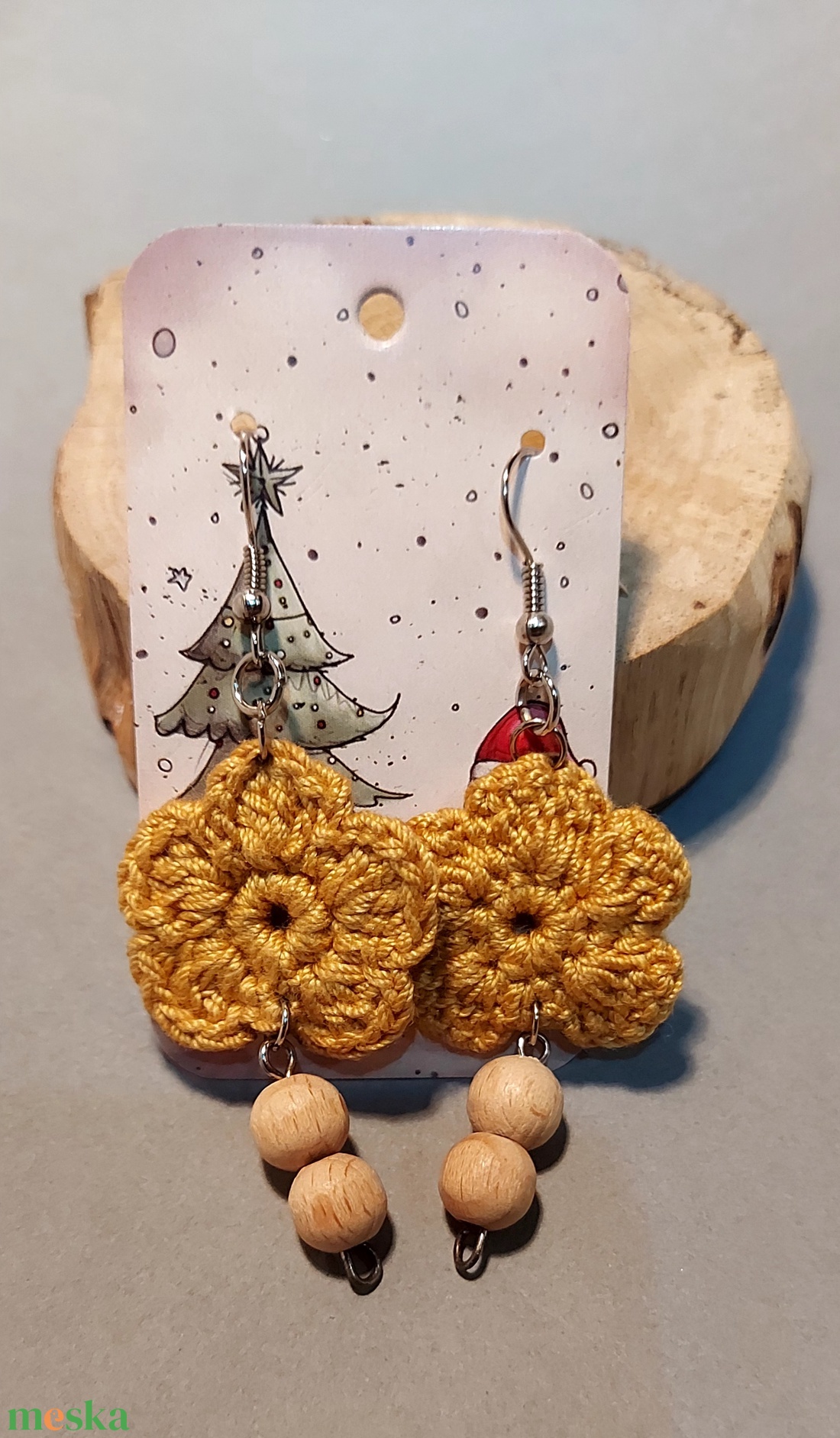  Horgolt karácsonyi fülbevaló - ékszer - fülbevaló - lógó fülbevaló - Meska.hu