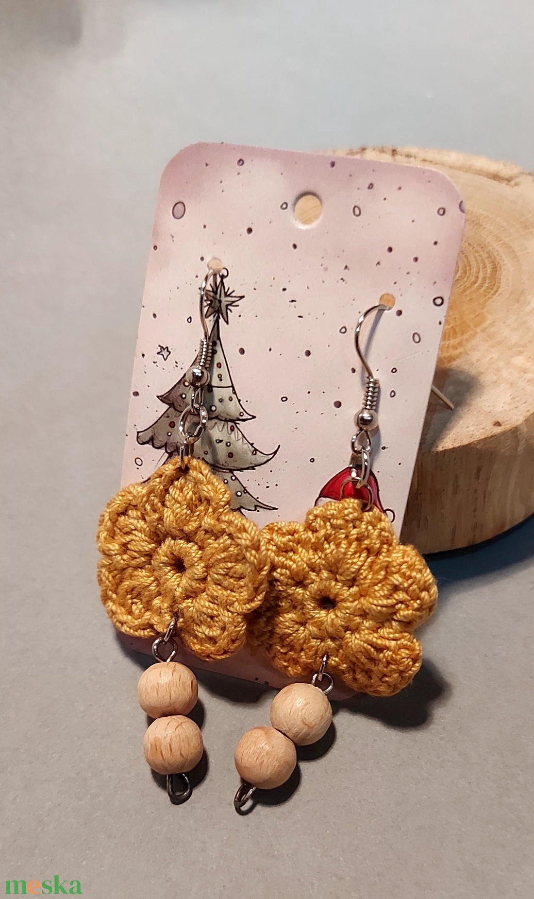  Horgolt karácsonyi fülbevaló - ékszer - fülbevaló - lógó fülbevaló - Meska.hu