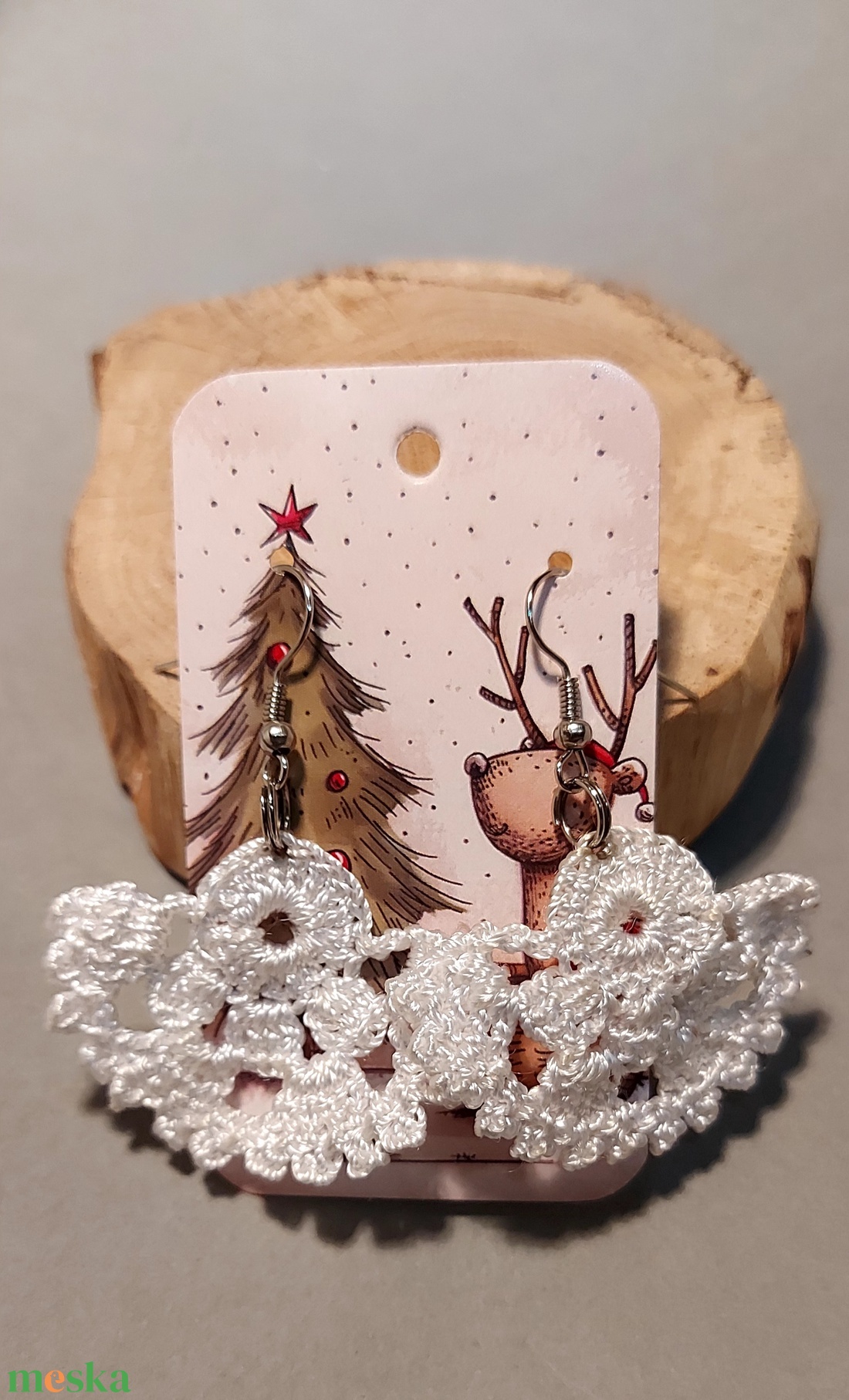  Horgolt karácsonyi fülbevaló - ékszer - fülbevaló - lógó fülbevaló - Meska.hu