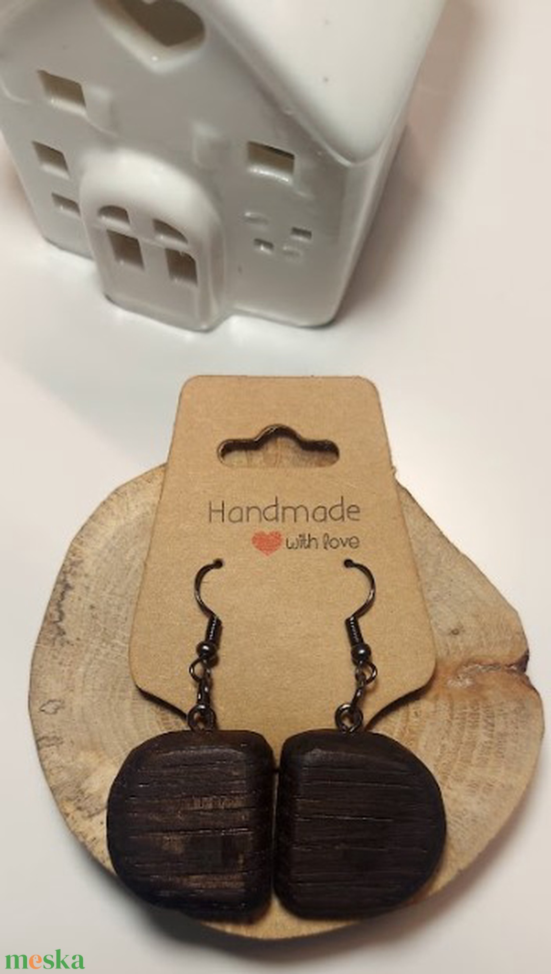 Gőzölt tölgy fa kézműves fülbevaló - ékszer - fülbevaló - lógó fülbevaló - Meska.hu