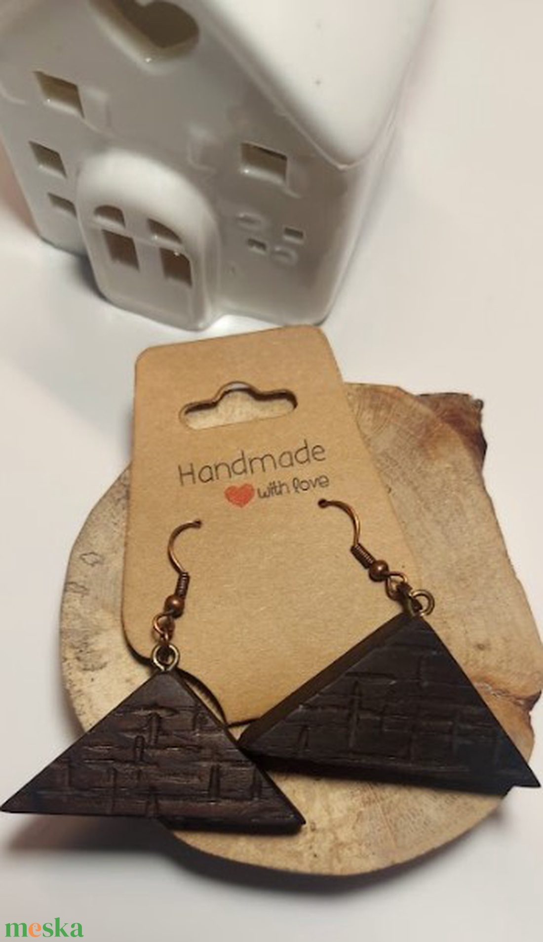 Gőzölt tölgy fa kézműves fülbevaló - ékszer - fülbevaló - lógó fülbevaló - Meska.hu