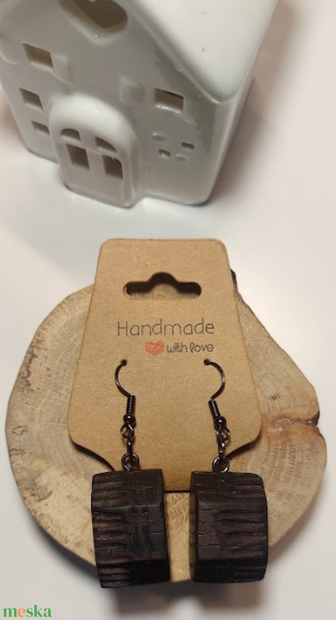 Gőzölt tölgy fa kézműves fülbevaló - ékszer - fülbevaló - lógó fülbevaló - Meska.hu