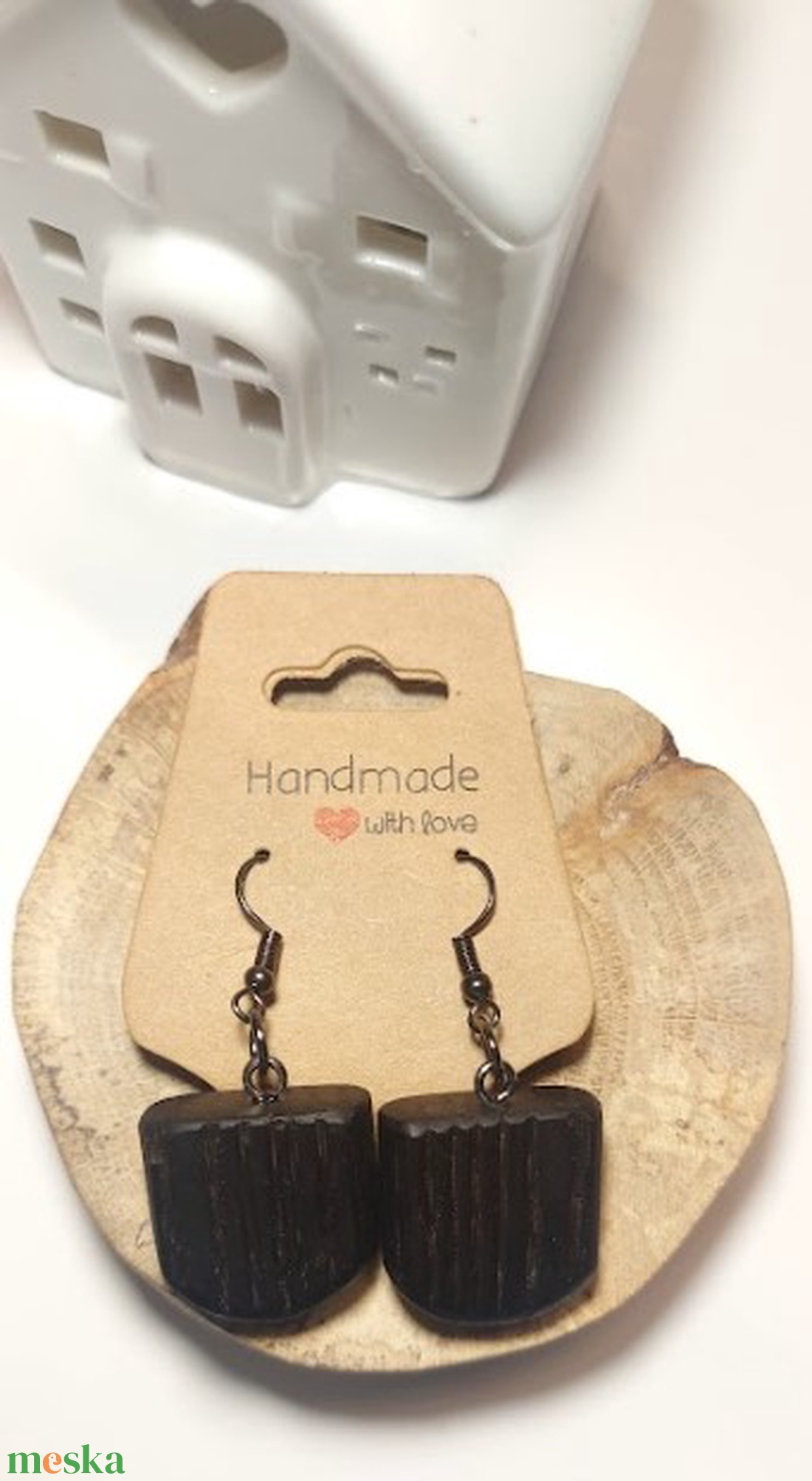 Gőzölt tölgy fa kézműves fülbevaló - ékszer - fülbevaló - lógó fülbevaló - Meska.hu