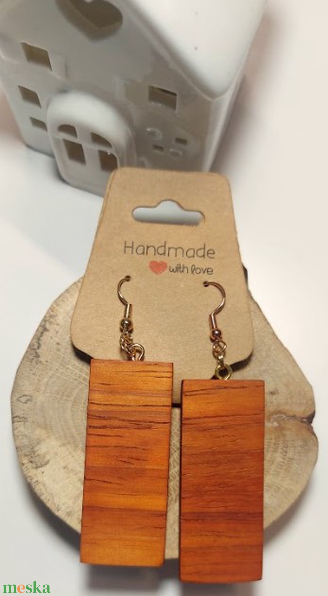 Padouk kézműves fülbevaló - ékszer - fülbevaló - lógó fülbevaló - Meska.hu