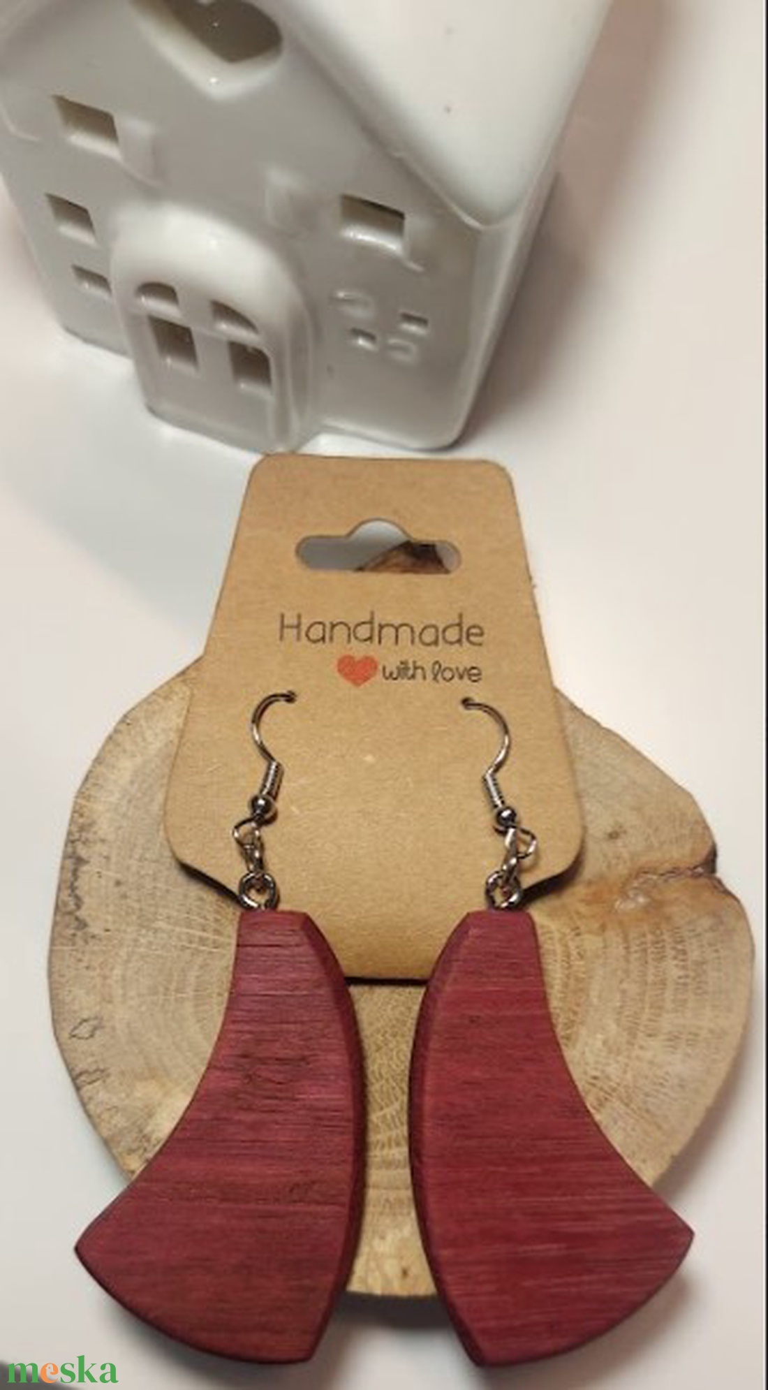 Amarant fa kézműves fülbevaló - ékszer - fülbevaló - lógó fülbevaló - Meska.hu