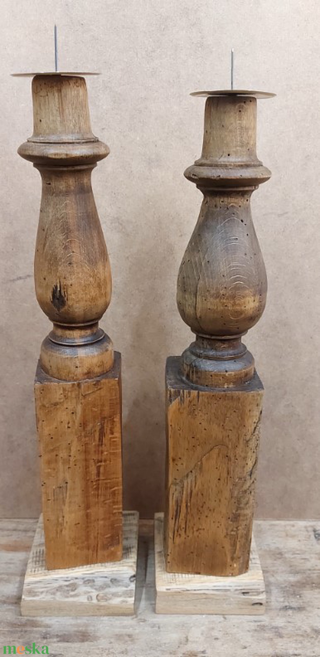 Country stílusú  tölgyfa bútorból készített gyertyatartó párban - otthon & életmód - gyertya, illat, aroma - gyertyatartó - Meska.hu