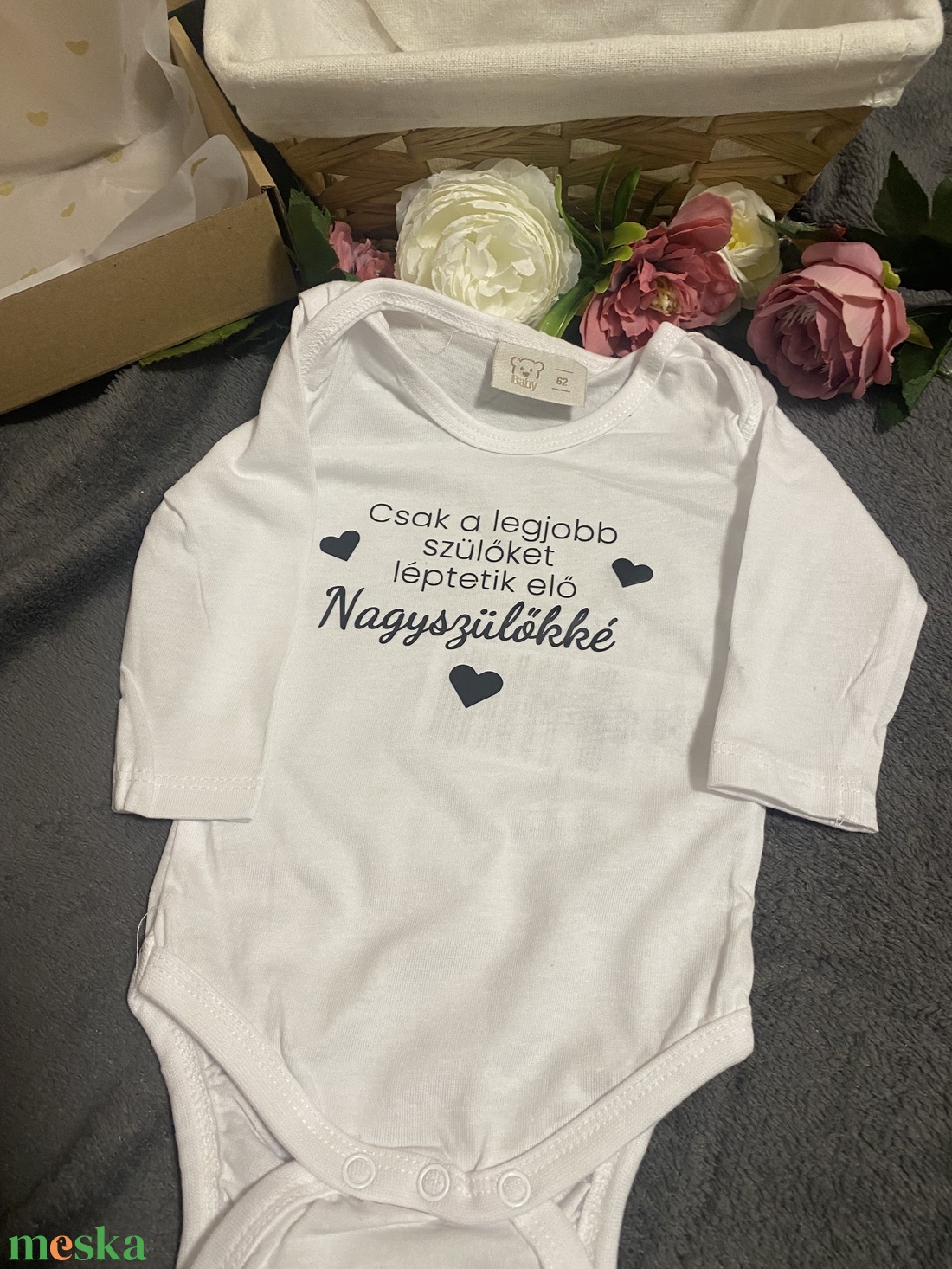 Baba bejelentő body nagyszülőknek, megható vagy vicces felirattal is - játék & sport - babalátogató ajándékcsomag - Meska.hu