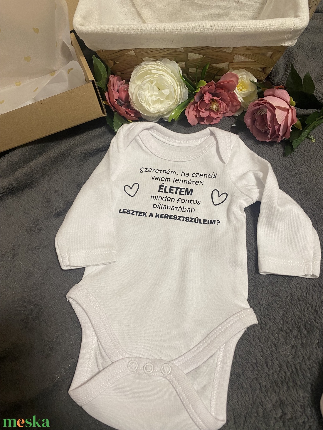 Keresztszülő felkérő body - ruha & divat - babaruha & gyerekruha - body - Meska.hu