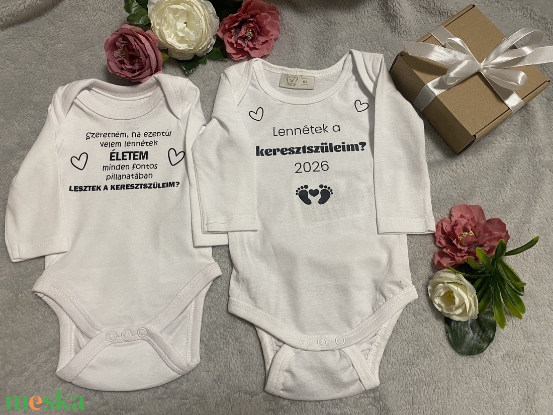 Keresztszülő felkérő body - ruha & divat - babaruha & gyerekruha - body - Meska.hu