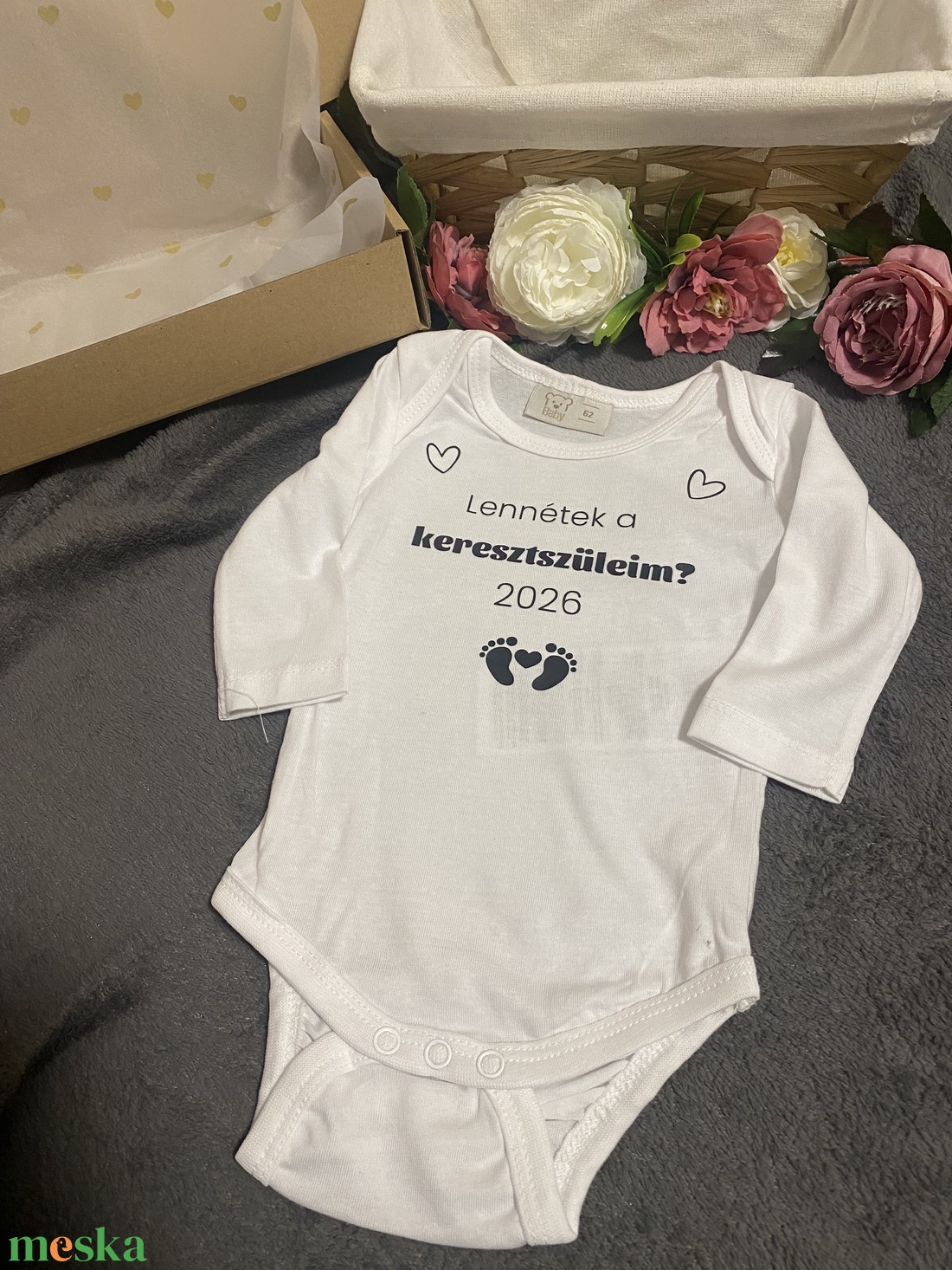 Keresztszülő felkérő body - ruha & divat - babaruha & gyerekruha - body - Meska.hu