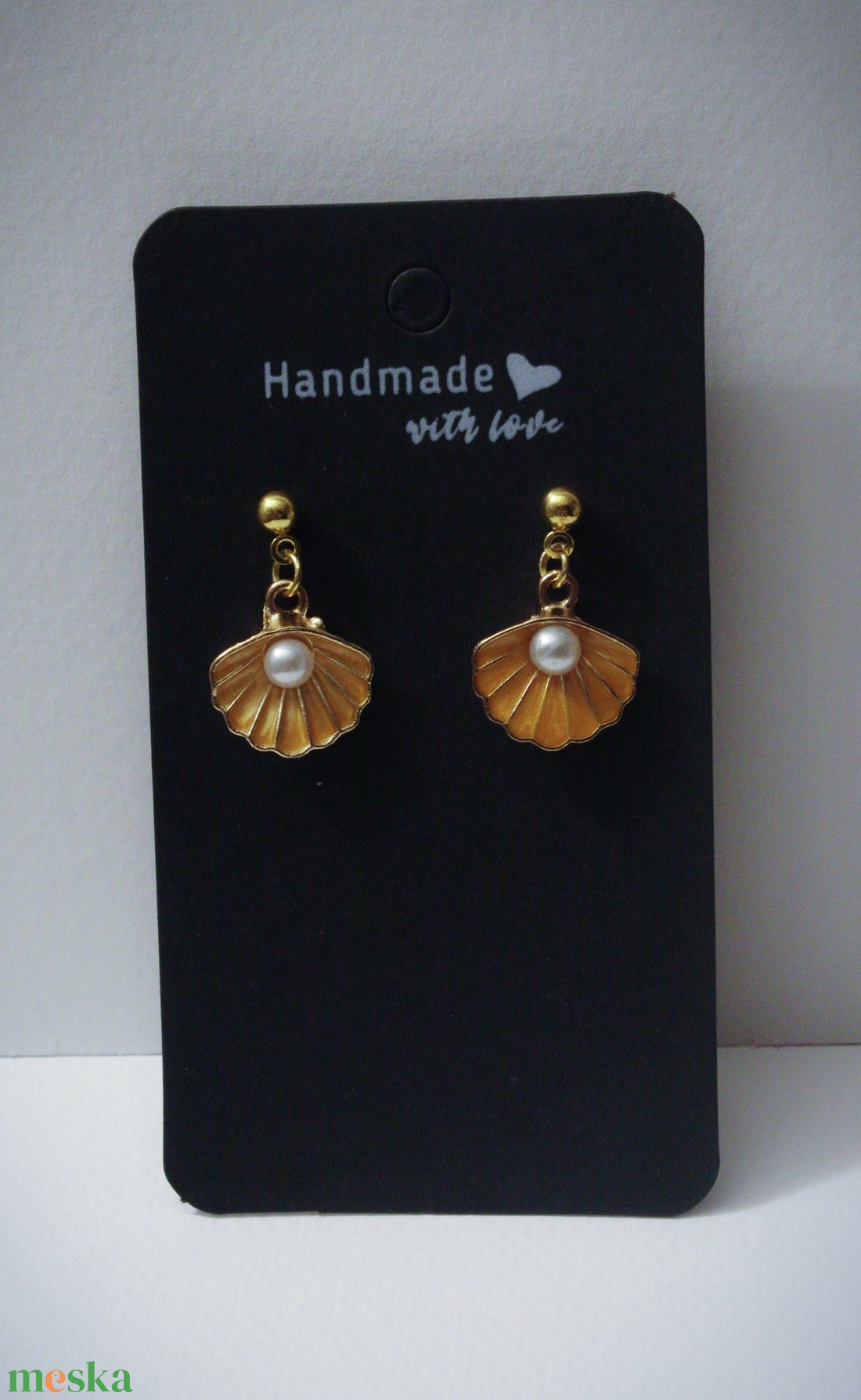 Narancssárga kagylós Fülbevaló - ékszer - fülbevaló - lógó fülbevaló - Meska.hu